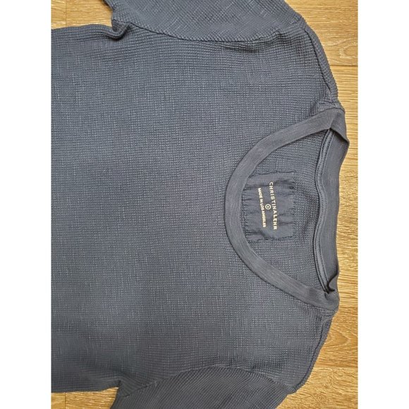 Christina Lehr Women's Size 2 Top Navy Waffle Long Sleeve T Shirt Lightweight - Picture 2 of 12